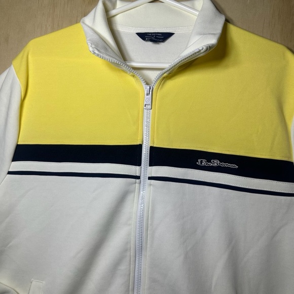 Ben Sherman Colorblock Tricot Track Jacket Snow White Medium Full Zipper - Picture 2 of 13